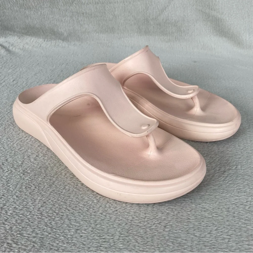 Stuart Weitzman StuFlex Women's Thong Sandal Size 9 Pink Platform Foam Flip Flop